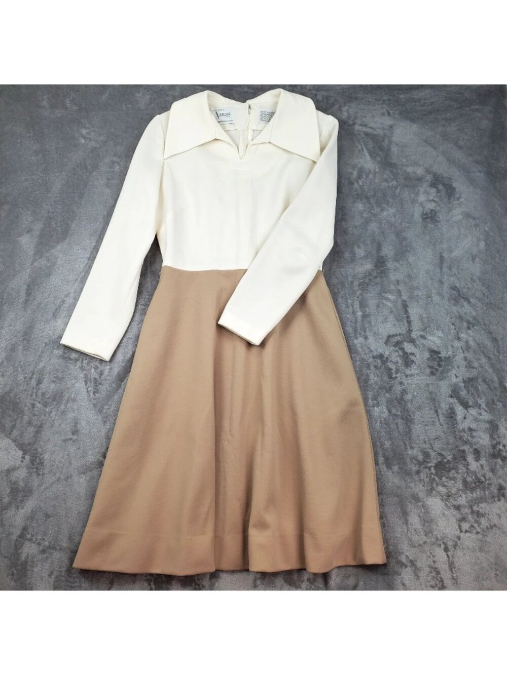 Vintage Dress 60s 70s Nardis of Dallas Double Knit Custom Cream Ivory Size 8/10?